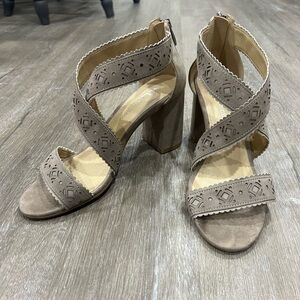 Suede Block Heel Sandals